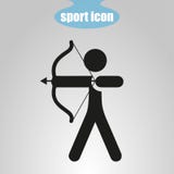 Ikone des Bogenschießens auf einem grauen Hintergrund Auch im corel abgehobenen Betrag Lizenzfreies Stockbild Ikone des Bogenschießens auf einem grauen Hintergrund Auch im corel abgehobenen Betrag Lizenzfreies Stockbild