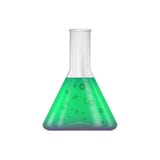 ikone Eine kegelförmige chemische Flasche mit einem Grünen - purpurrotes Reagens nach innen stock abbildung ikone Eine kegelförmige chemische Flasche mit einem Grünen - purpurrotes Reagens nach innen stock abbildung