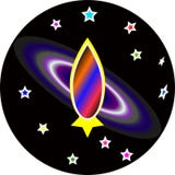 Ikone einer Weltraumrakete auf dem Hintergrund einer Galaxie lizenzfreie abbildung Ikone einer Weltraumrakete auf dem Hintergrund einer Galaxie lizenzfreie abbildung