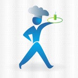 Ikonensymbol-Vektorbild des Logokellnerinchefs blaues stock abbildung Ikonensymbol-Vektorbild des Logokellnerinchefs blaues stock abbildung