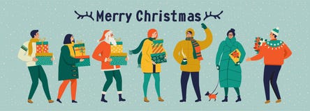 Il Buon Natale ed il buon anno vector la cartolina d'auguri con i giochi e la gente dell'inverno Modello di celebrazione con il g illustrazione vettoriale Il Buon Natale ed il buon anno vector la cartolina d'auguri con i giochi e la gente dell'inverno Modello di celebrazione con il g illustrazione vettoriale
