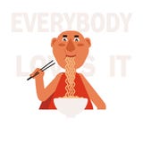 Il carattere del monaco ha tagliatelle Illustrazione di vettore royalty illustrazione gratis Il carattere del monaco ha tagliatelle Illustrazione di vettore royalty illustrazione gratis