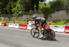 Il ciclista Thomas Voeckler - Criterium du Dauphine 2017 Fotografia Stock Il ciclista Thomas Voeckler - Criterium du Dauphine 2017 Fotografia Stock