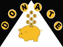 Il concetto di parola dona e porcellino salvadanaio con le monete dei dollari royalty illustrazione gratis Il concetto di parola dona e porcellino salvadanaio con le monete dei dollari royalty illustrazione gratis