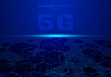Il fondo blu di prospettiva del modello di esagono della tecnologia di concetto fururistic dell'estratto 5G con luce esplode illustrazione vettoriale Il fondo blu di prospettiva del modello di esagono della tecnologia di concetto fururistic dell'estratto 5G con luce esplode illustrazione vettoriale