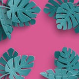 Il fondo dell'estate con carta ha tagliato le foglie tropicali, progettazione floreale esotica per l'insegna, l'aletta di filatoi illustrazione di stock Il fondo dell'estate con carta ha tagliato le foglie tropicali, progettazione floreale esotica per l'insegna, l'aletta di filatoi illustrazione di stock