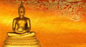Il fondo dorato della statua dell'oro di Buddha modella la Tailandia. Immagini Stock Il fondo dorato della statua dell'oro di Buddha modella la Tailandia. Immagini Stock