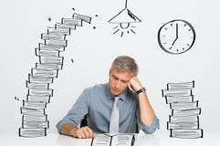 Il lavoro dell'uomo lavora tardi immagine stock libera da diritti Il lavoro dell'uomo lavora tardi immagine stock libera da diritti