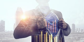Il a le super pouvoir d'affaires Media mélangé photo stock Il a le super pouvoir d'affaires Media mélangé photo stock