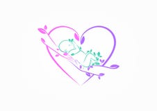Il logo di Parenting, l'icona di puericultura, il simbolo naturale di cura della bambina, il segno amoroso della famiglia ed il c Fotografia Stock Il logo di Parenting, l'icona di puericultura, il simbolo naturale di cura della bambina, il segno amoroso della famiglia ed il c Fotografia Stock