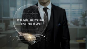 Il mediatore maschio, testa della partenza cripto di valuta mostra a parole caro Future, Im pronto sulla sua mano stock footage Il mediatore maschio, testa della partenza cripto di valuta mostra a parole caro Future, Im pronto sulla sua mano stock footage