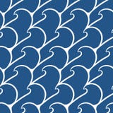 Il modello senza cuciture con il mare ondeggia su un fondo blu scuro Fotografia Stock Il modello senza cuciture con il mare ondeggia su un fondo blu scuro Fotografia Stock