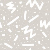 Il modello senza cuciture di vettore disegnato a mano nello stile di Memphis con le bande, lo zigzag e le chiazze per il tessuto illustrazione vettoriale Il modello senza cuciture di vettore disegnato a mano nello stile di Memphis con le bande, lo zigzag e le chiazze per il tessuto illustrazione vettoriale