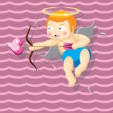 Il piccolo cupido sveglio spara un arco illustrazione di stock Il piccolo cupido sveglio spara un arco illustrazione di stock