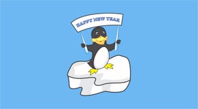 Il pinguino vuole dire il buon anno illustrazione di stock Il pinguino vuole dire il buon anno illustrazione di stock