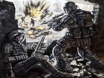 Il soldato girato verso il tiratore franco ferito illustrazione di stock Il soldato girato verso il tiratore franco ferito illustrazione di stock