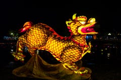 Illuminated dragon statue in Hoi An, Vietnam. stock photo Illuminated dragon statue in Hoi An, Vietnam. stock photo