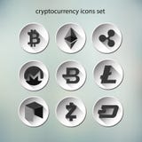 Illustationvector van geplaatste de pictogrammen van de cryptocurrencyknoop stock illustratie Illustationvector van geplaatste de pictogrammen van de cryptocurrencyknoop stock illustratie