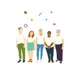 Illustrated diverse casual people standing together Stock Images Illustrated diverse casual people standing together Stock Images