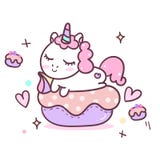 Illustrateur de bande dessinée de licorne dans la terre de petit gâteau illustration stock Illustrateur de bande dessinée de licorne dans la terre de petit gâteau illustration stock