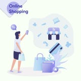 Illustratie het Online winkelen vector illustratie Illustratie het Online winkelen vector illustratie
