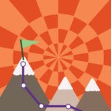 Illustratie van Drie Kleurrijke Bergen met Sleep en Witte Sneeuwbovenkant met Vlag op Één Piek Creatieve achtergrond vector illustratie Illustratie van Drie Kleurrijke Bergen met Sleep en Witte Sneeuwbovenkant met Vlag op Één Piek Creatieve achtergrond vector illustratie