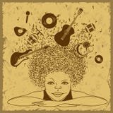 Illustratie van jongensdromen om een musicus te zijn stock illustratie Illustratie van jongensdromen om een musicus te zijn stock illustratie