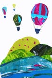 Illustration av berglandskapet och ballonger stock illustrationer Illustration av berglandskapet och ballonger stock illustrationer