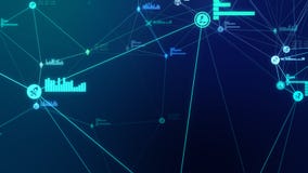 Illustration bleue abstraite futuriste de la connexion réseau de cryptocurrency 3D image stock Illustration bleue abstraite futuriste de la connexion réseau de cryptocurrency 3D image stock