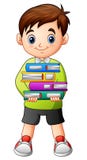 Cartoon boy holding a pile of books stock illustration Cartoon boy holding a pile of books stock illustration