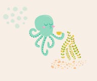 On the illustration is a cartoon octopus stock illustration On the illustration is a cartoon octopus stock illustration