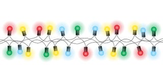 Illustration of a chain of christmas colored lights, yellow, gre royalty free illustration Illustration of a chain of christmas colored lights, yellow, gre royalty free illustration