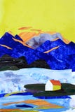 Illustration of collage of mountains and sea house vector illustration Illustration of collage of mountains and sea house vector illustration
