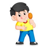 Cute boy eating a deep fried chicken royalty free illustration Cute boy eating a deep fried chicken royalty free illustration
