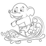 Cute elephant playing surf vector illustration Cute elephant playing surf vector illustration