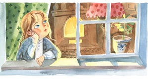 Illustration d'aquarelle Vue de face de la petite fille illustration de vecteur Illustration d'aquarelle Vue de face de la petite fille illustration de vecteur