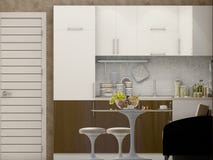 illustration 3d d'une cuisine dans des tons beiges illustration libre de droits illustration 3d d'une cuisine dans des tons beiges illustration libre de droits