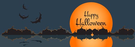 Illustration d'une bannière heureuse de Halloween avec la scène de ville de Halloween Illustration de vecteur illustration stock Illustration d'une bannière heureuse de Halloween avec la scène de ville de Halloween Illustration de vecteur illustration stock