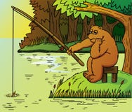 Illustration d'une pêche d'ours au lac illustration libre de droits Illustration d'une pêche d'ours au lac illustration libre de droits