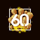 Illustration de conception de calibre de vecteur de ballon d'or blanc d'anniversaire de 60 ans illustration stock Illustration de conception de calibre de vecteur de ballon d'or blanc d'anniversaire de 60 ans illustration stock