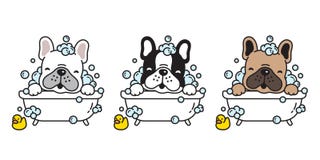 Illustration de race de logo de personnage de dessin animé d'icône de douche de bain de bouledogue français de vecteur de chien illustration libre de droits Illustration de race de logo de personnage de dessin animé d'icône de douche de bain de bouledogue français de vecteur de chien illustration libre de droits