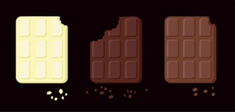 Illustration de trois variétés de chocolat mordu Objets d'isolement sur une couche Nourriture de vecteur pour des cartes, applica illustration libre de droits Illustration de trois variétés de chocolat mordu Objets d'isolement sur une couche Nourriture de vecteur pour des cartes, applica illustration libre de droits