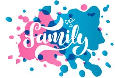 Illustration de vecteur avec la famille et les coeurs manuscrits d'expression illustration stock Illustration de vecteur avec la famille et les coeurs manuscrits d'expression illustration stock
