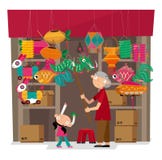 Illustration de vecteur de boutique de lanterne en Hong Kong illustration stock Illustration de vecteur de boutique de lanterne en Hong Kong illustration stock