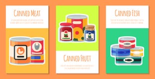 Illustration de vecteur de cartes de nourriture en boîte Emballage bidon par produit ? base de l?gumes en m?tal de conteneur La s illustration libre de droits Illustration de vecteur de cartes de nourriture en boîte Emballage bidon par produit ? base de l?gumes en m?tal de conteneur La s illustration libre de droits