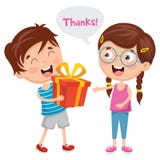 Illustration de vecteur d'enfant donnant le cadeau à son ami illustration de vecteur Illustration de vecteur d'enfant donnant le cadeau à son ami illustration de vecteur
