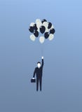Illustration de vecteur d'un homme d'affaires volant avec des ballons illustration libre de droits Illustration de vecteur d'un homme d'affaires volant avec des ballons illustration libre de droits