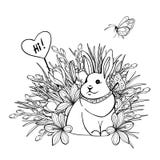 Illustration de vecteur de lapin mignon dans les branches des fleurs de verba et de crocus Carte de voeux Page Antistress de colo illustration de vecteur Illustration de vecteur de lapin mignon dans les branches des fleurs de verba et de crocus Carte de voeux Page Antistress de colo illustration de vecteur