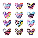 Illustration de vecteur Placez des coeurs mignons peints dans des couleurs d'arc-en-ciel d'isolement sur le fond blanc illustration stock Illustration de vecteur Placez des coeurs mignons peints dans des couleurs d'arc-en-ciel d'isolement sur le fond blanc illustration stock
