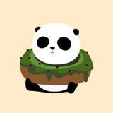 Illustration de vecteur : Un panda géant de bande dessinée mignonne se repose au sol, avec un grand beignet de thé vert de matcha illustration de vecteur Illustration de vecteur : Un panda géant de bande dessinée mignonne se repose au sol, avec un grand beignet de thé vert de matcha illustration de vecteur
